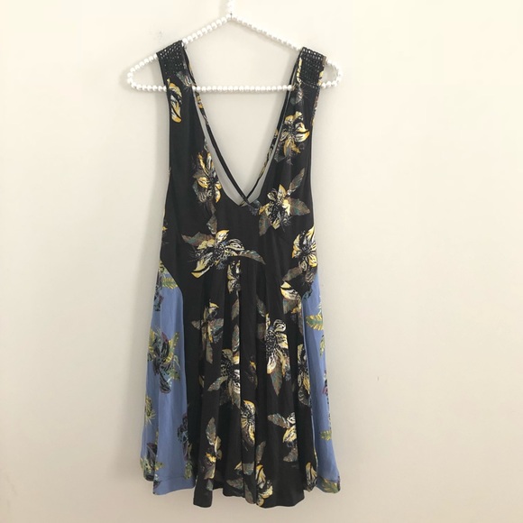 NWT New Free People Thought I Was Dreamin Mini Dress Rayon Black/Blue XS - Picture 5 of 6